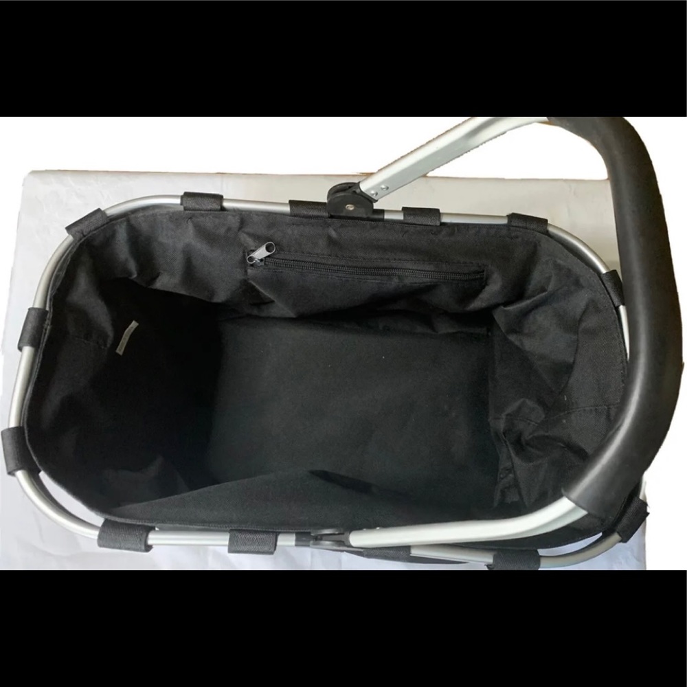 Expandable Foldable Basket Black Carry-On Handles Large Tote Zipper Pocket